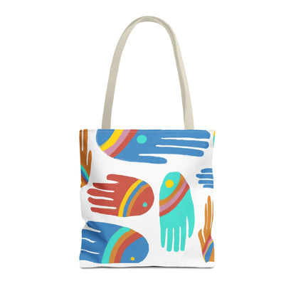 Rainbow Hands Tote Bag, White | 3 Sizes | 5 Handle options