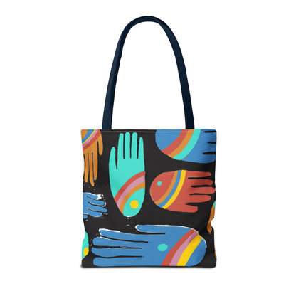 Rainbow Hands Tote Bag, Black | 3 Sizes | 5 Handle options