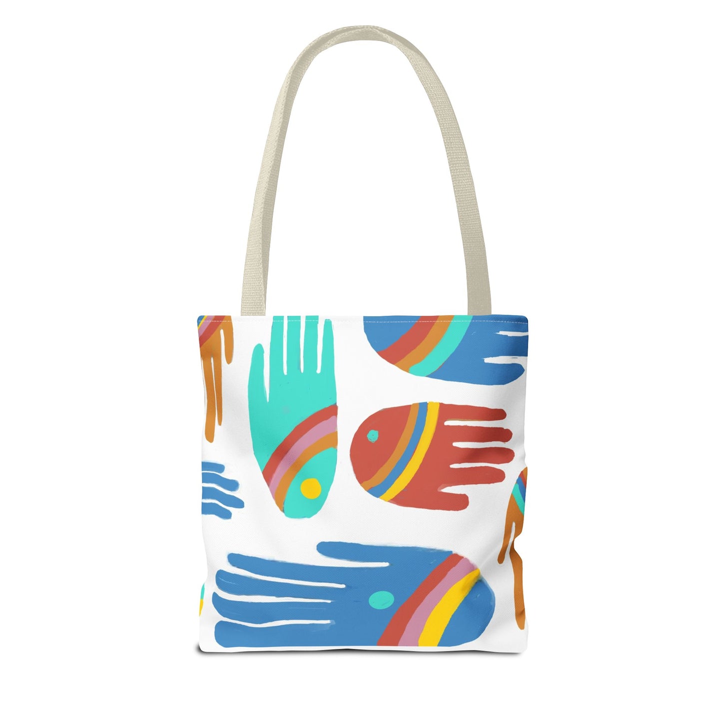 Rainbow Hands Tote Bag, White | 3 Sizes | 5 Handle options