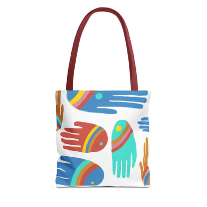 Rainbow Hands Tote Bag, White | 3 Sizes | 5 Handle options