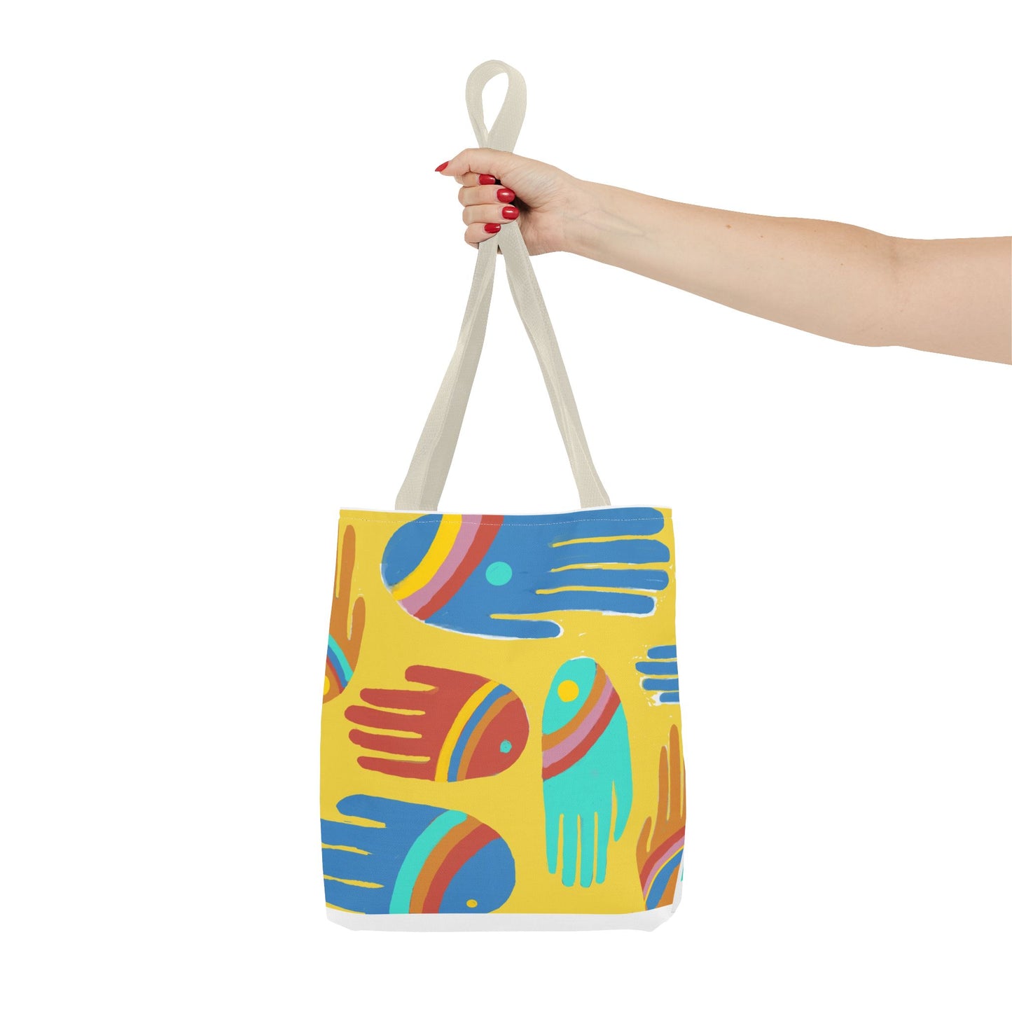 Rainbow Hands Tote Bag, Yellow | 3 Sizes | 5 Handle options