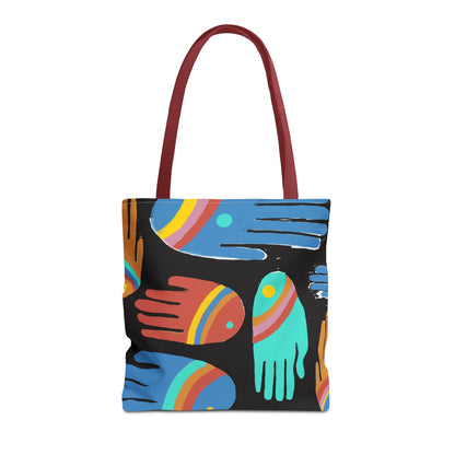 Rainbow Hands Tote Bag, Black | 3 Sizes | 5 Handle options