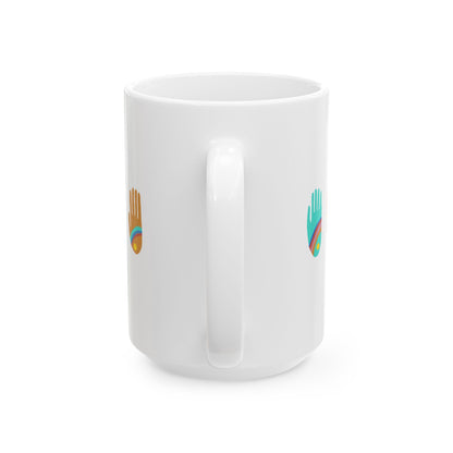 Rainbow Hands Ceramic Mug | Colorful Handprints | 11oz. & 15 oz.