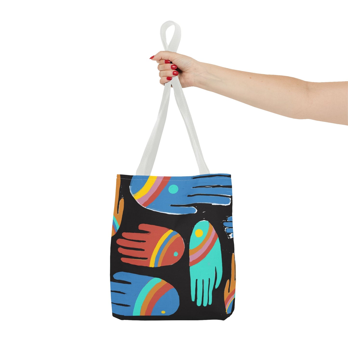 Rainbow Hands Tote Bag, Black | 3 Sizes | 5 Handle options