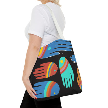 Rainbow Hands Tote Bag, Black | 3 Sizes | 5 Handle options