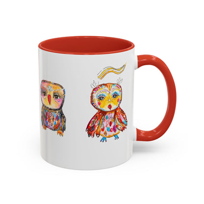 Colorful Owls Two-Tone Ceramic Mug -The Parliament