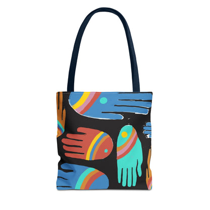 Rainbow Hands Tote Bag, Black | 3 Sizes | 5 Handle options