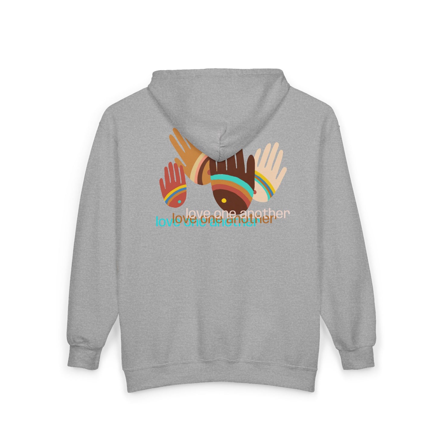 Rainbow Hands Love One Another Front Zip Hoodie