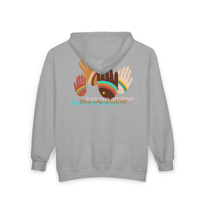 Rainbow Hands Love One Another Front Zip Hoodie