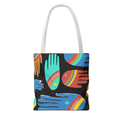Rainbow Hands Tote Bag, Black | 3 Sizes | 5 Handle options