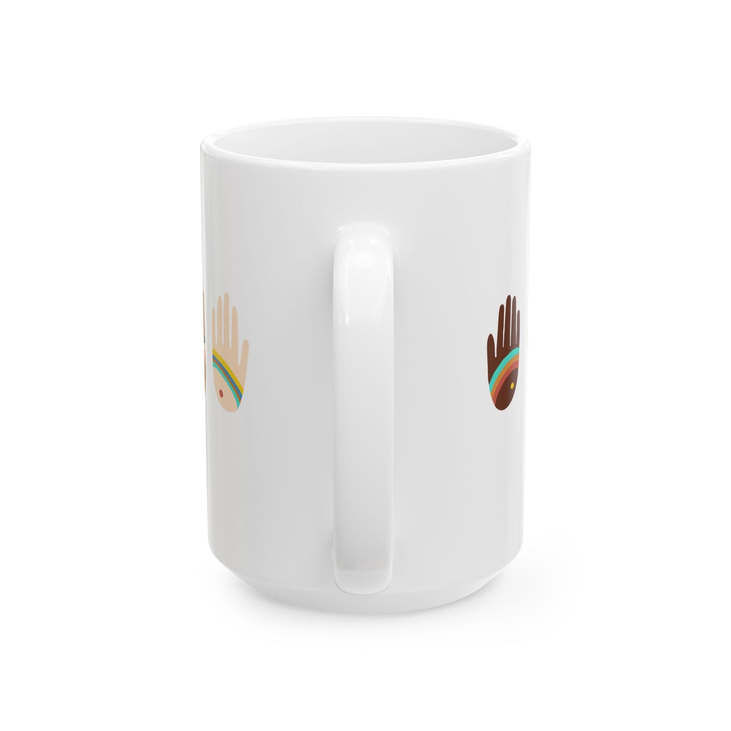 Rainbow Hands Ceramic Mug | Skin Tones Handprints | 11oz. & 15oz.