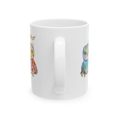 Colorful Owl White Ceramic Mug - The Parliament