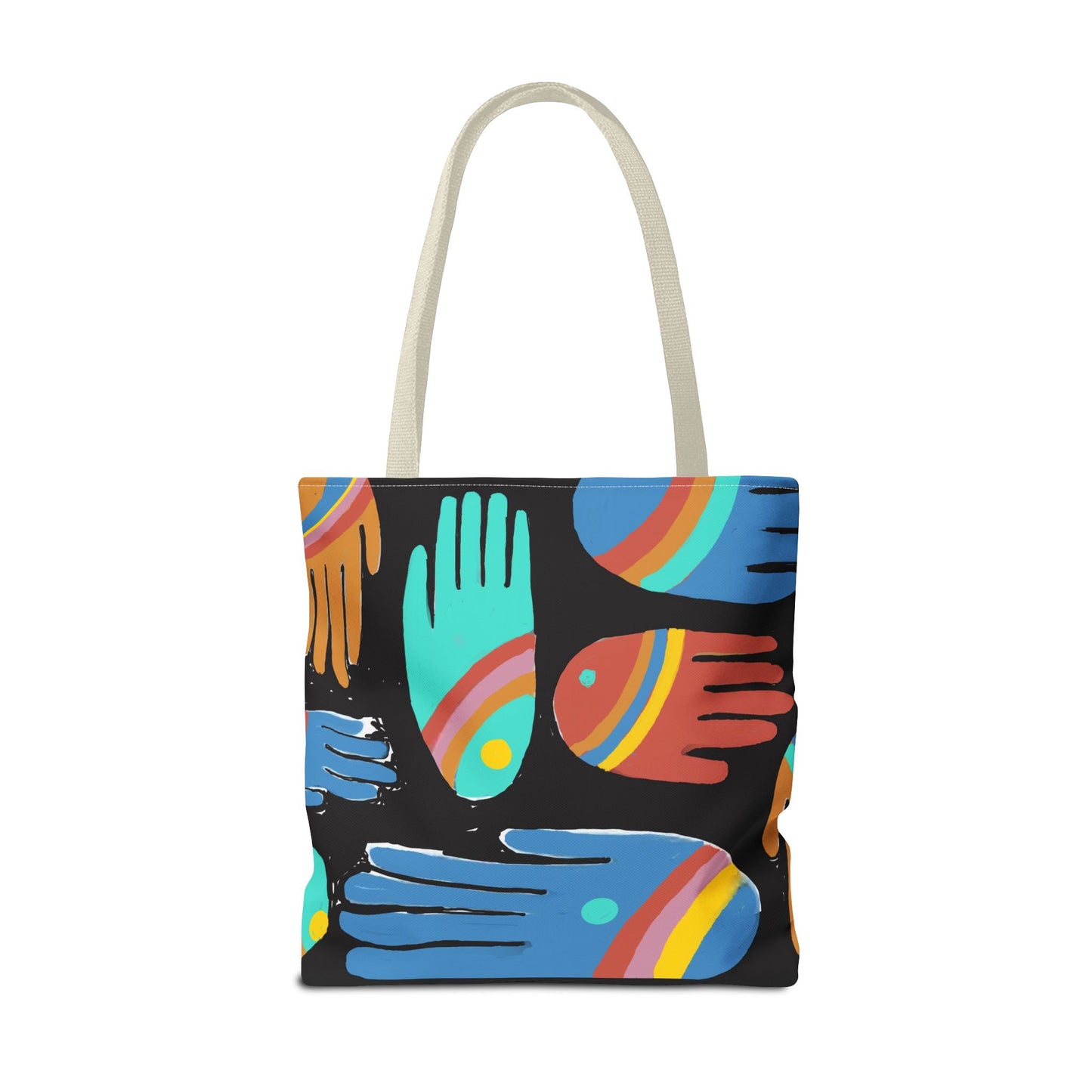 Rainbow Hands Tote Bag, Black | 3 Sizes | 5 Handle options