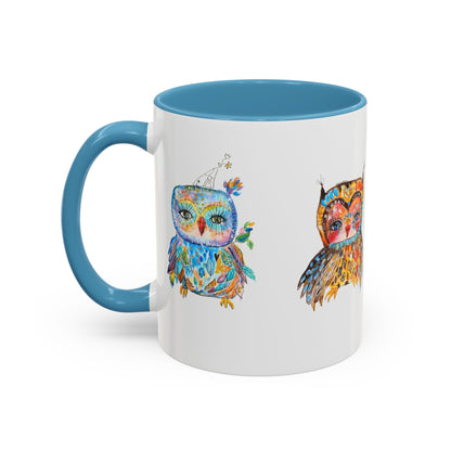 Colorful Owls Two-Tone Ceramic Mug -The Parliament