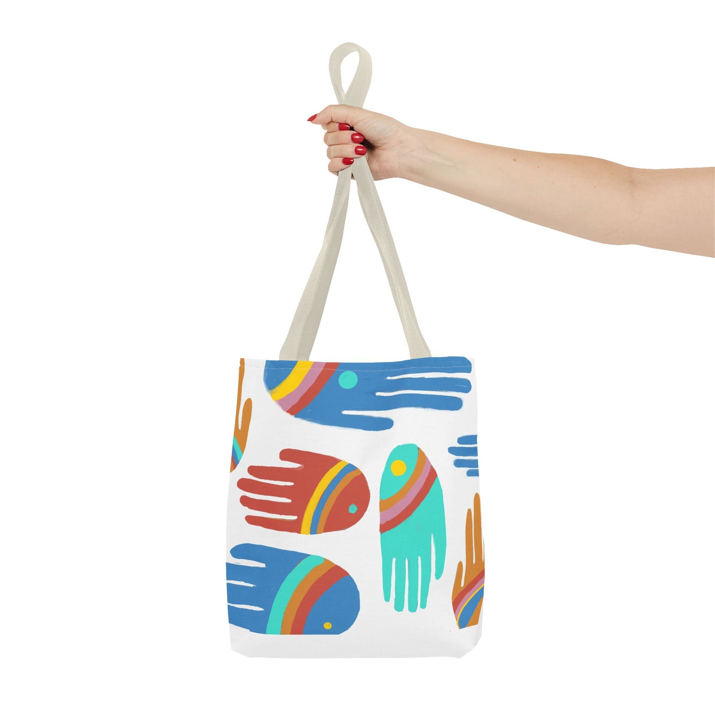 Rainbow Hands Tote Bag, White | 3 Sizes | 5 Handle options