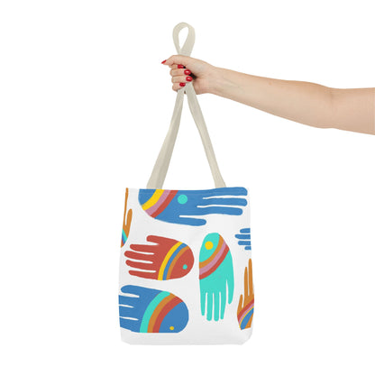 Rainbow Hands Tote Bag, White | 3 Sizes | 5 Handle options