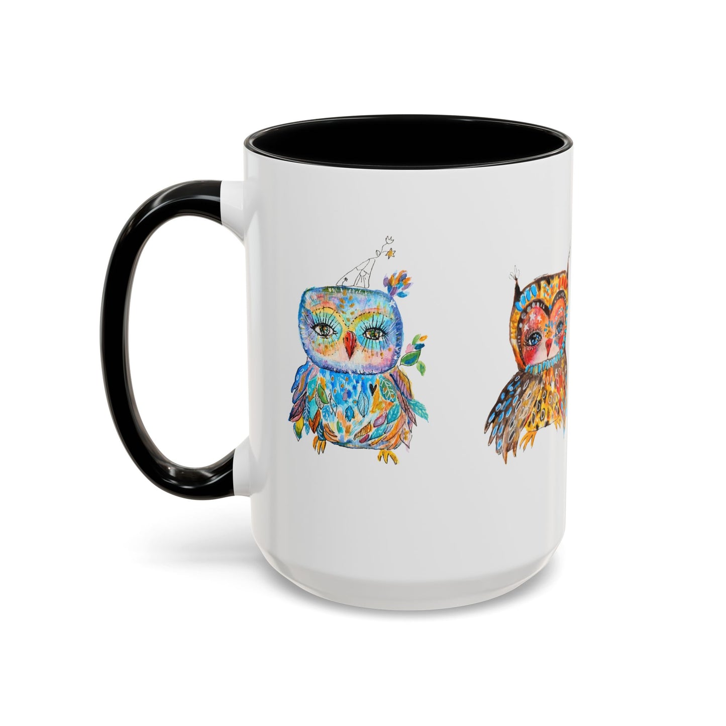 Colorful Owls Two-Tone Ceramic Mug -The Parliament