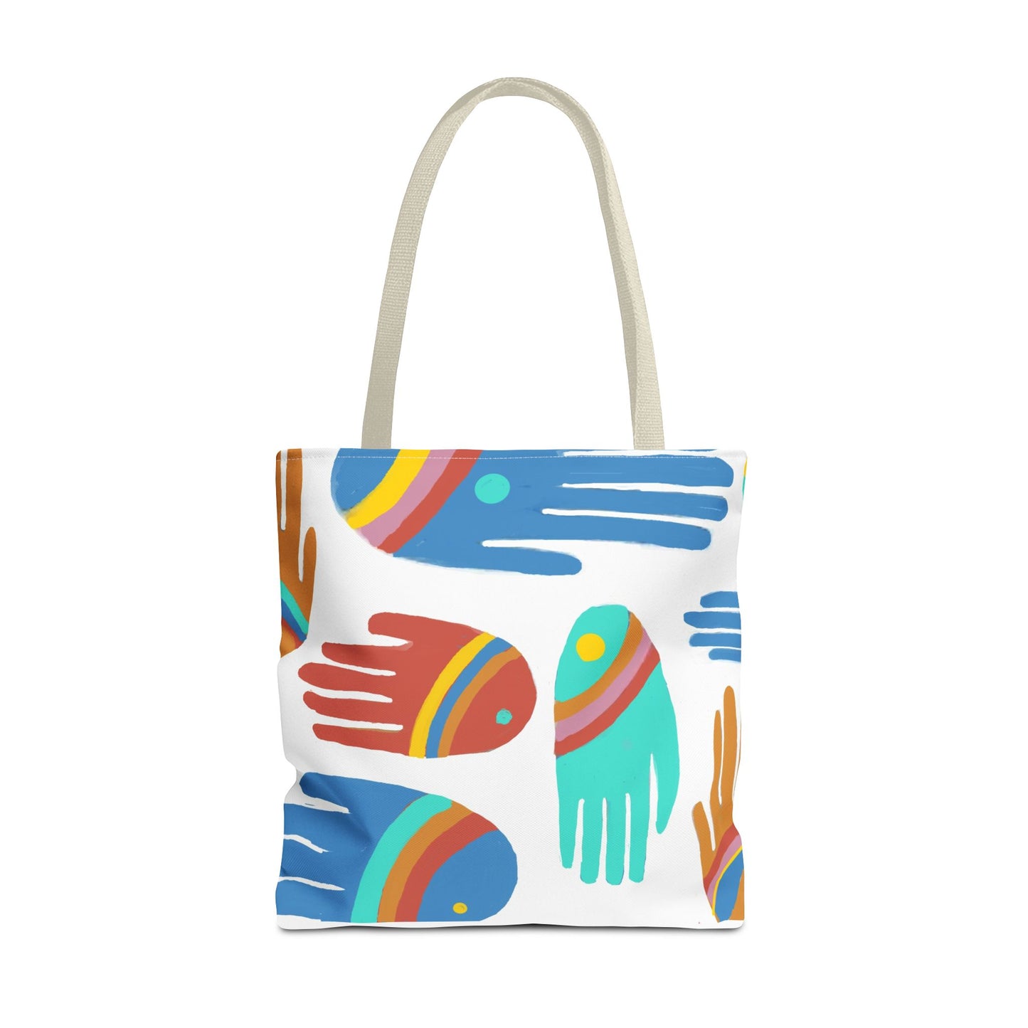 Rainbow Hands Tote Bag, White | 3 Sizes | 5 Handle options