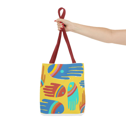 Rainbow Hands Tote Bag, Yellow | 3 Sizes | 5 Handle options