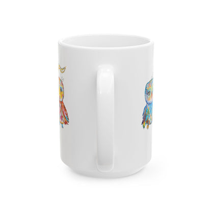 Colorful Owl White Ceramic Mug - The Parliament