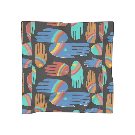 Rainbow Hands Scarf | Colorful Handprints Black
