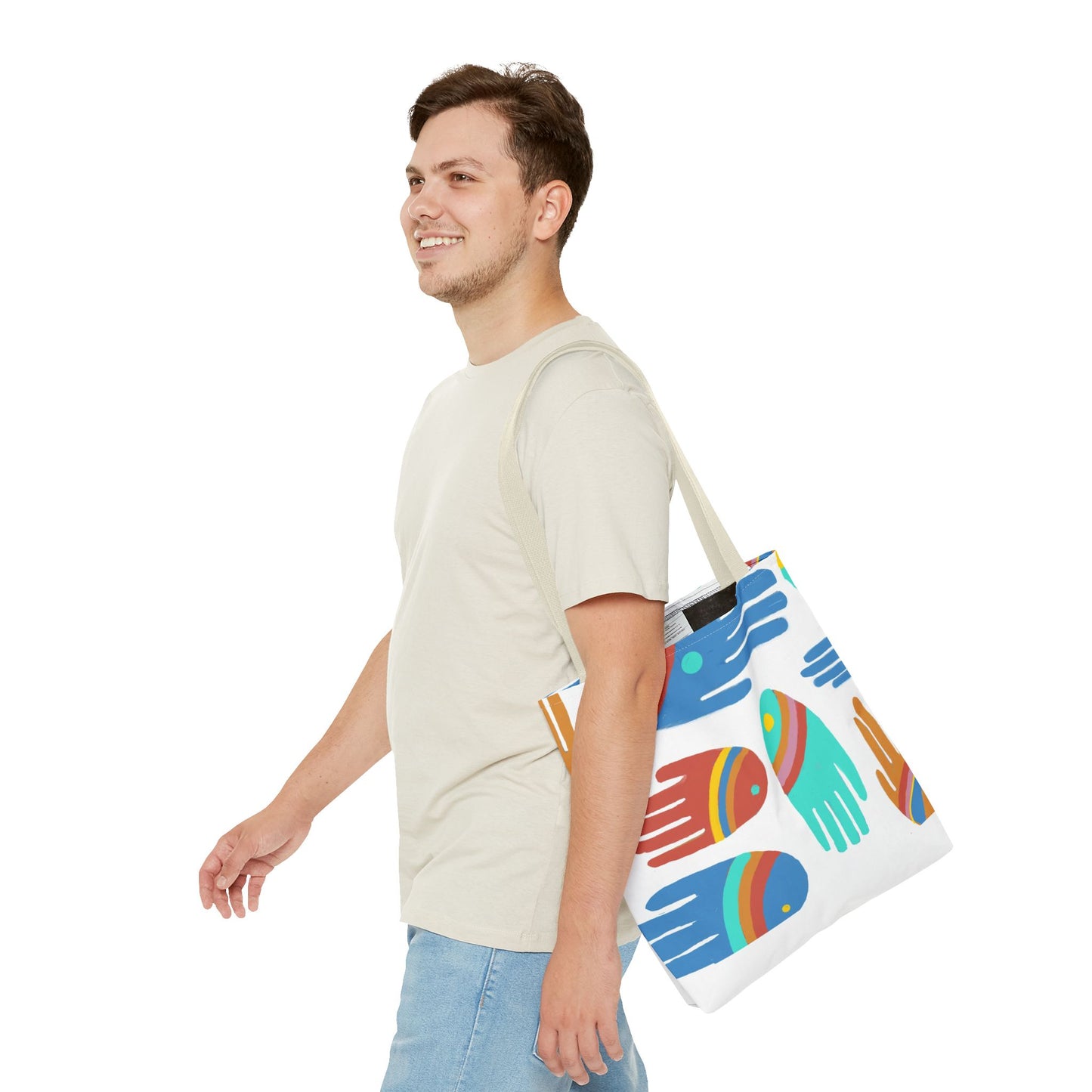 Rainbow Hands Tote Bag, White | 3 Sizes | 5 Handle options