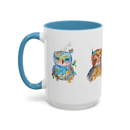 Colorful Owls Two-Tone Ceramic Mug -The Parliament