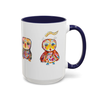 Colorful Owls Two-Tone Ceramic Mug -The Parliament