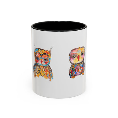 Colorful Owls Two-Tone Ceramic Mug -The Parliament