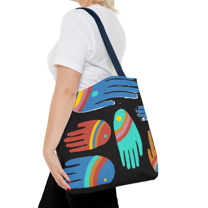 Rainbow Hands Tote Bag, Black | 3 Sizes | 5 Handle options