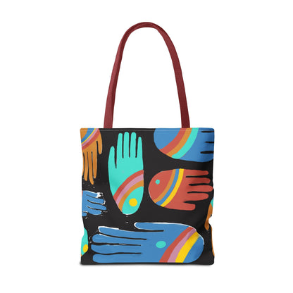 Rainbow Hands Tote Bag, Black | 3 Sizes | 5 Handle options
