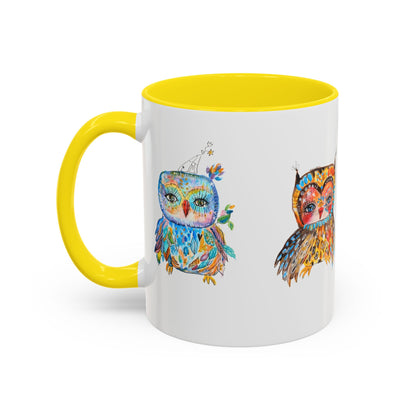 Colorful Owls Two-Tone Ceramic Mug -The Parliament