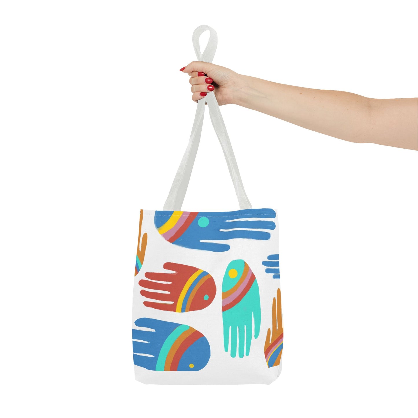 Rainbow Hands Tote Bag, White | 3 Sizes | 5 Handle options