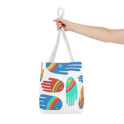 Rainbow Hands Tote Bag, White | 3 Sizes | 5 Handle options