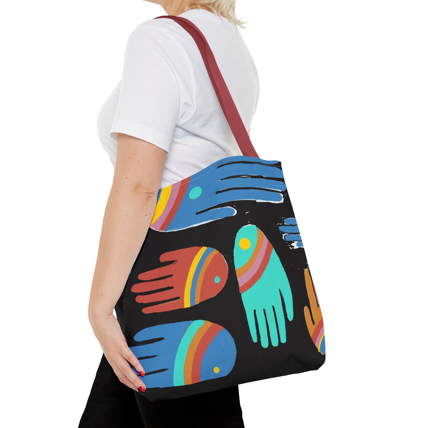 Rainbow Hands Tote Bag, Black | 3 Sizes | 5 Handle options