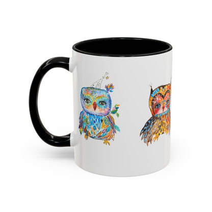 Colorful Owls Two-Tone Ceramic Mug -The Parliament