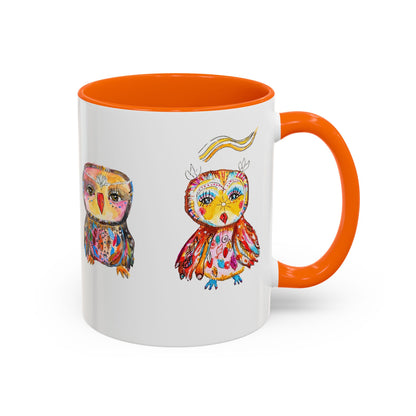 Colorful Owls Two-Tone Ceramic Mug -The Parliament