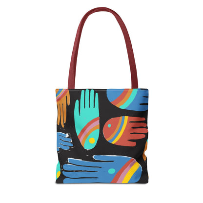 Rainbow Hands Tote Bag, Black | 3 Sizes | 5 Handle options