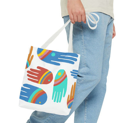 Rainbow Hands Tote Bag, White | 3 Sizes | 5 Handle options
