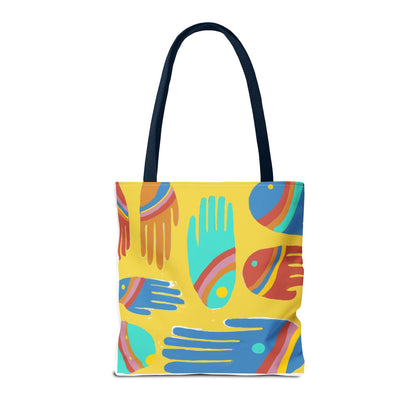 Rainbow Hands Tote Bag, Yellow | 3 Sizes | 5 Handle options