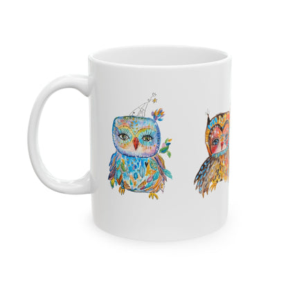 Colorful Owl White Ceramic Mug - The Parliament