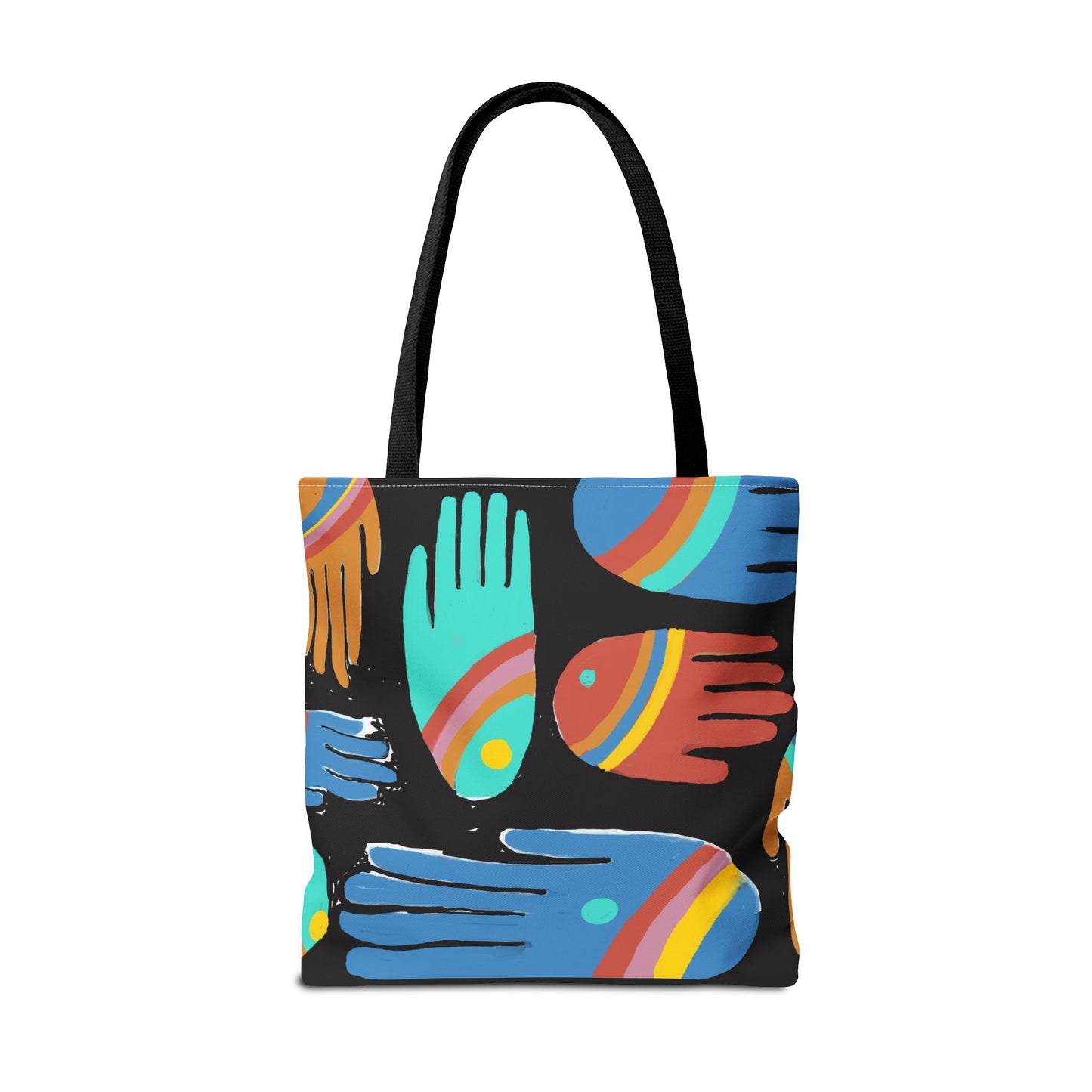 Rainbow Hands Tote Bag, Black | 3 Sizes | 5 Handle options