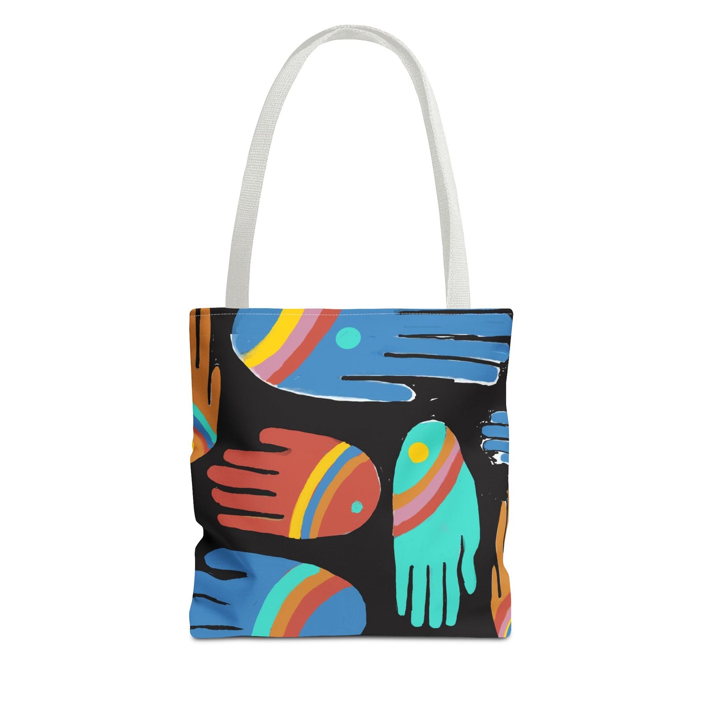 Rainbow Hands Tote Bag, Black | 3 Sizes | 5 Handle options