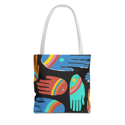 Rainbow Hands Tote Bag, Black | 3 Sizes | 5 Handle options