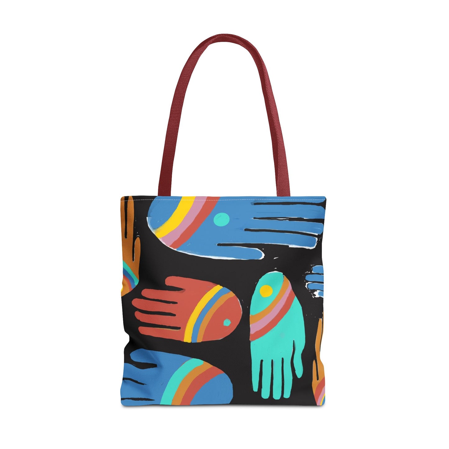 Rainbow Hands Tote Bag, Black | 3 Sizes | 5 Handle options