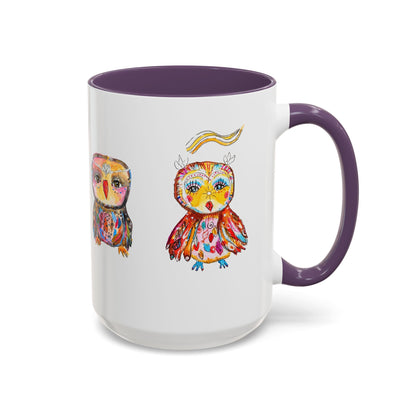 Colorful Owls Two-Tone Ceramic Mug -The Parliament