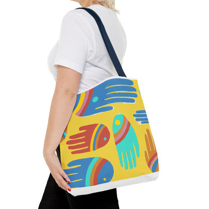 Rainbow Hands Tote Bag, Yellow | 3 Sizes | 5 Handle options
