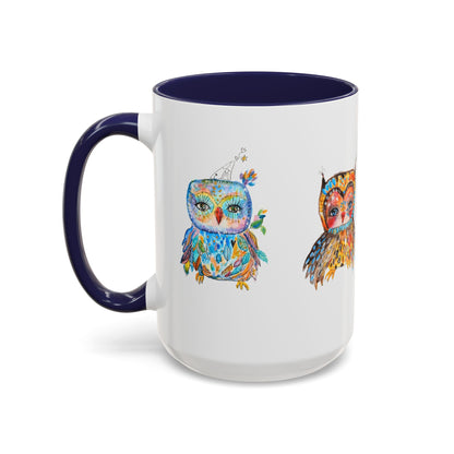 Colorful Owls Two-Tone Ceramic Mug -The Parliament