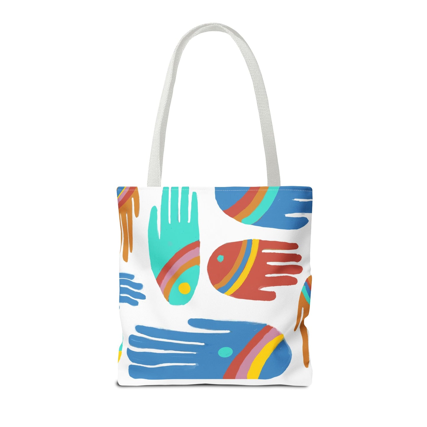 Rainbow Hands Tote Bag, White | 3 Sizes | 5 Handle options