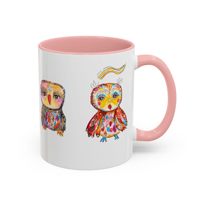 Colorful Owls Two-Tone Ceramic Mug -The Parliament